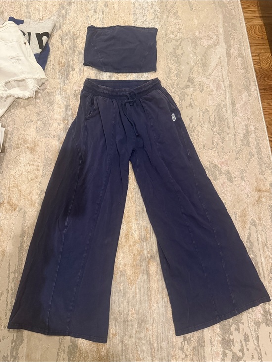 FP Movement by Free People Other - FP Movement by Free People Navy Blue Wide Leg Sweatpants with Tube Top